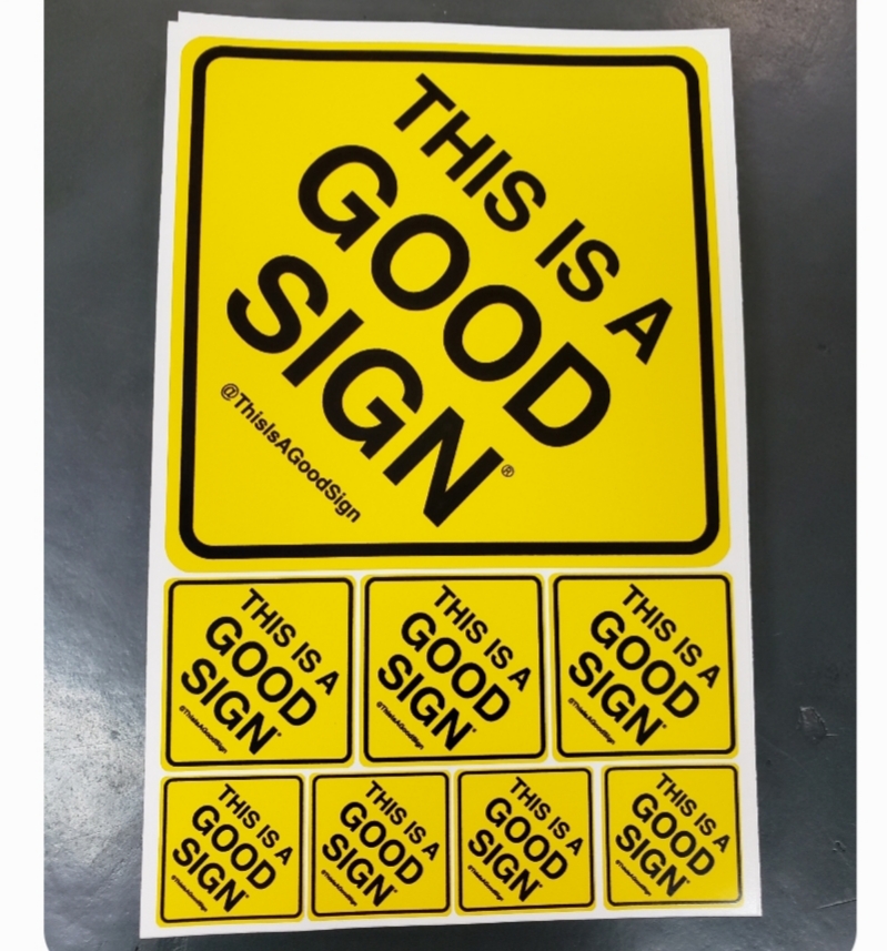 The actual Good Sign sticker sheet